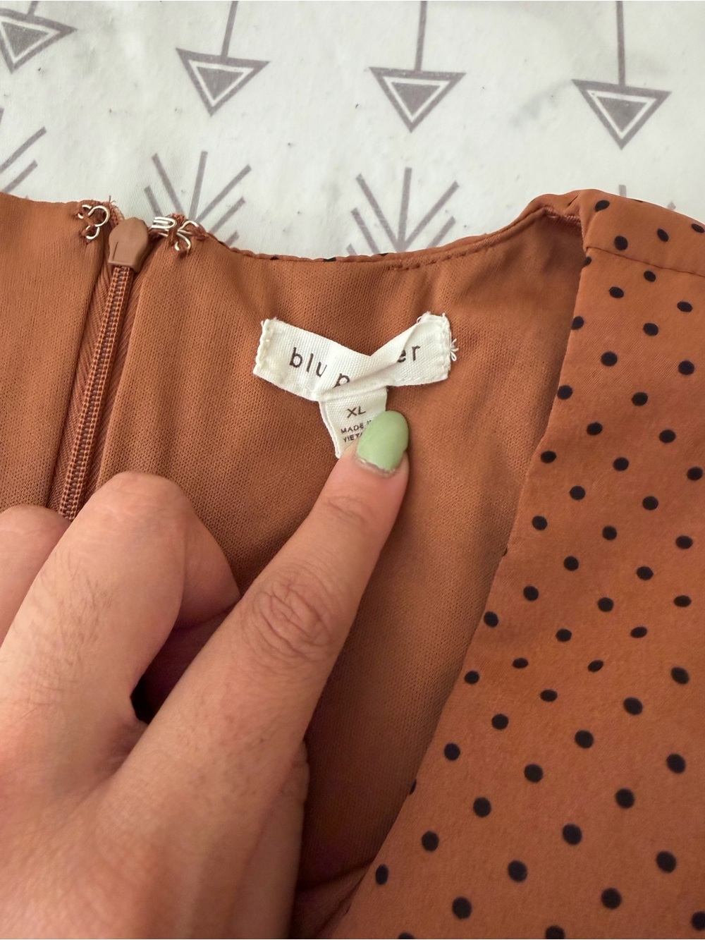 Blu Pepper Rust Brown Polka Dot Dress Top - Picture 3 of 3